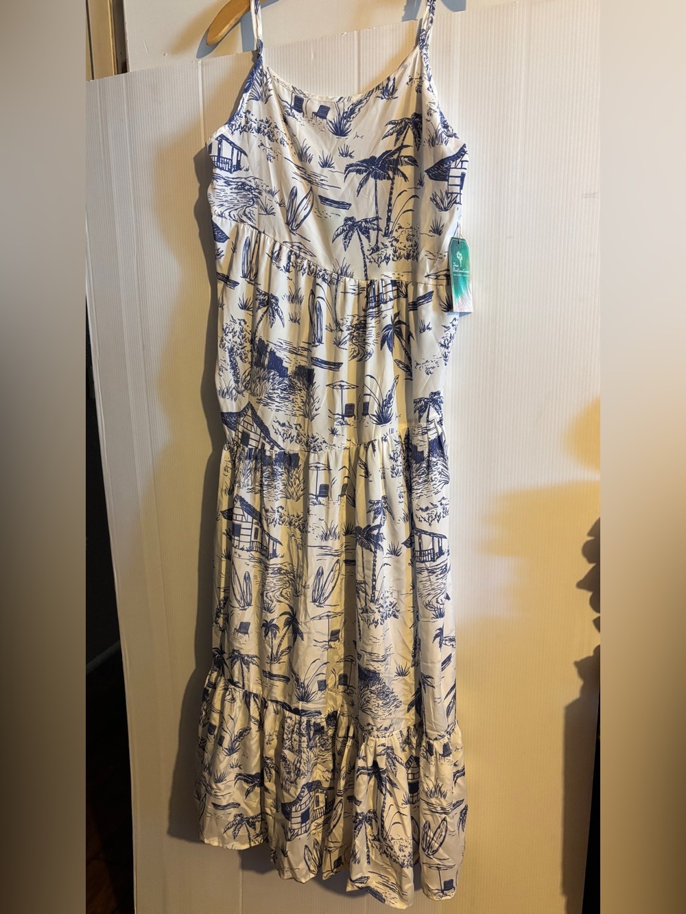 True Destinations Resort Wear Tropical Toile Tiered Maxi dress